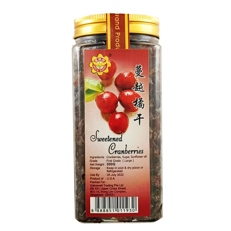 Sweetened dried cranberries (甜蔓越莓干) - Bee's Brand